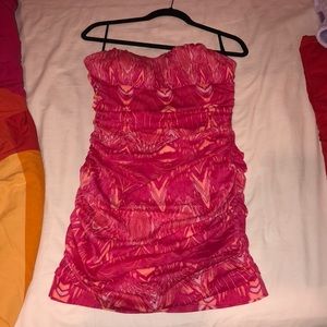 Classy printed strapless dress